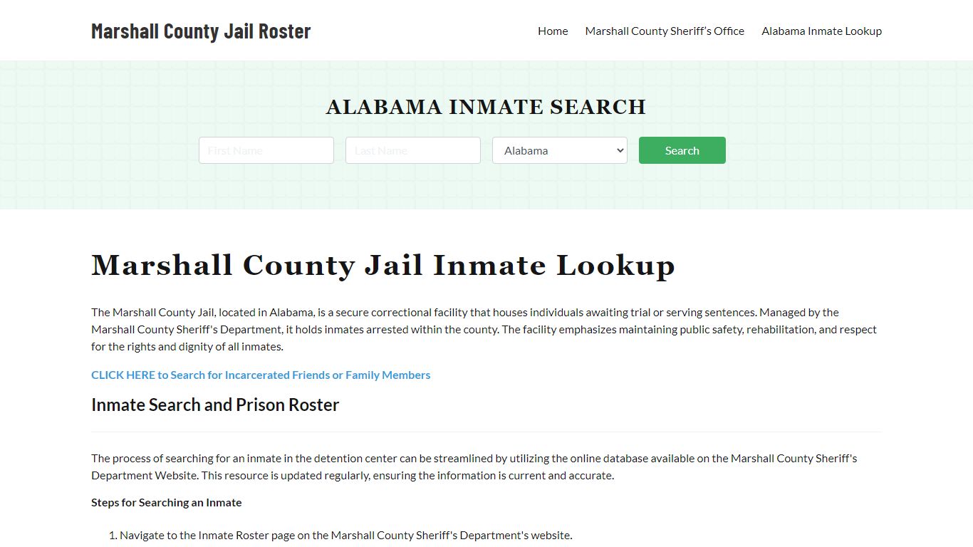 Marshall County Jail Roster Lookup, AL, Inmate Search