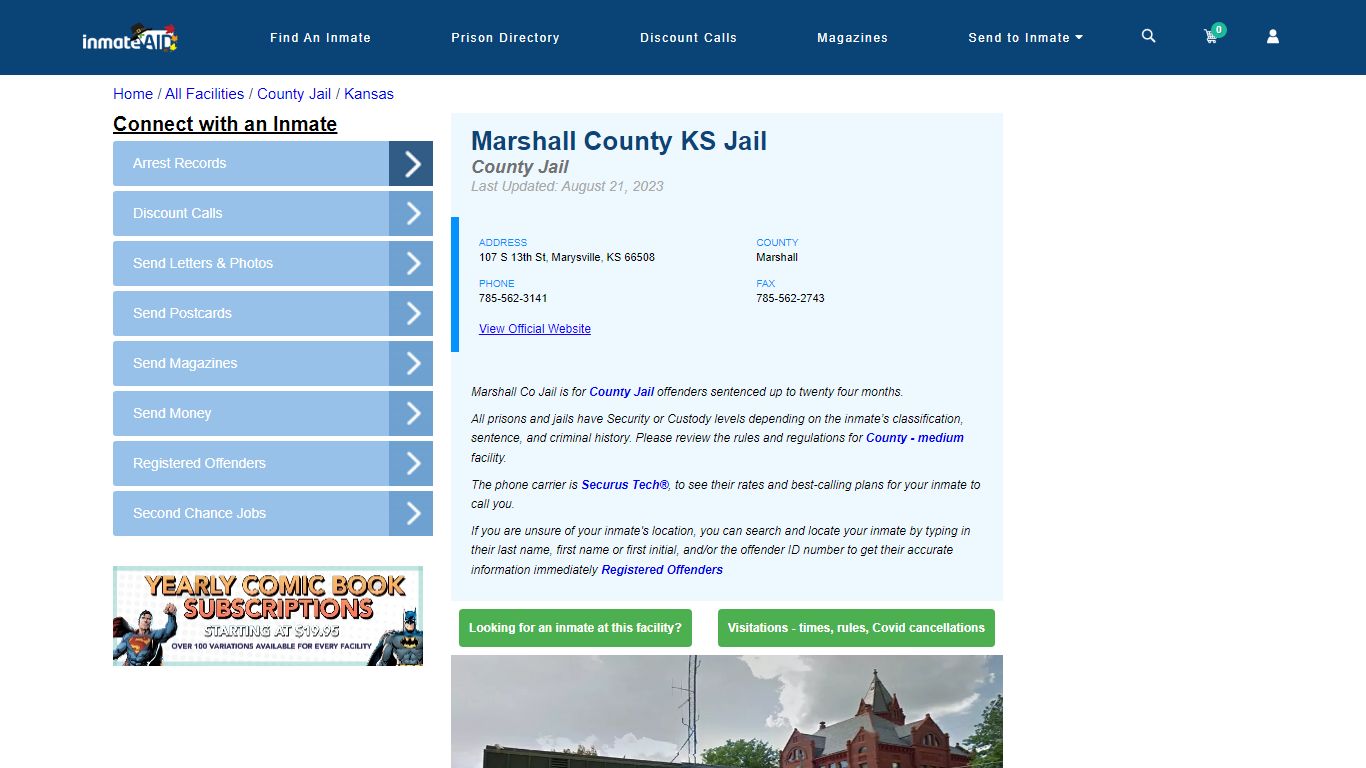 Marshall County KS Jail - Inmate Locator - Marysville, KS