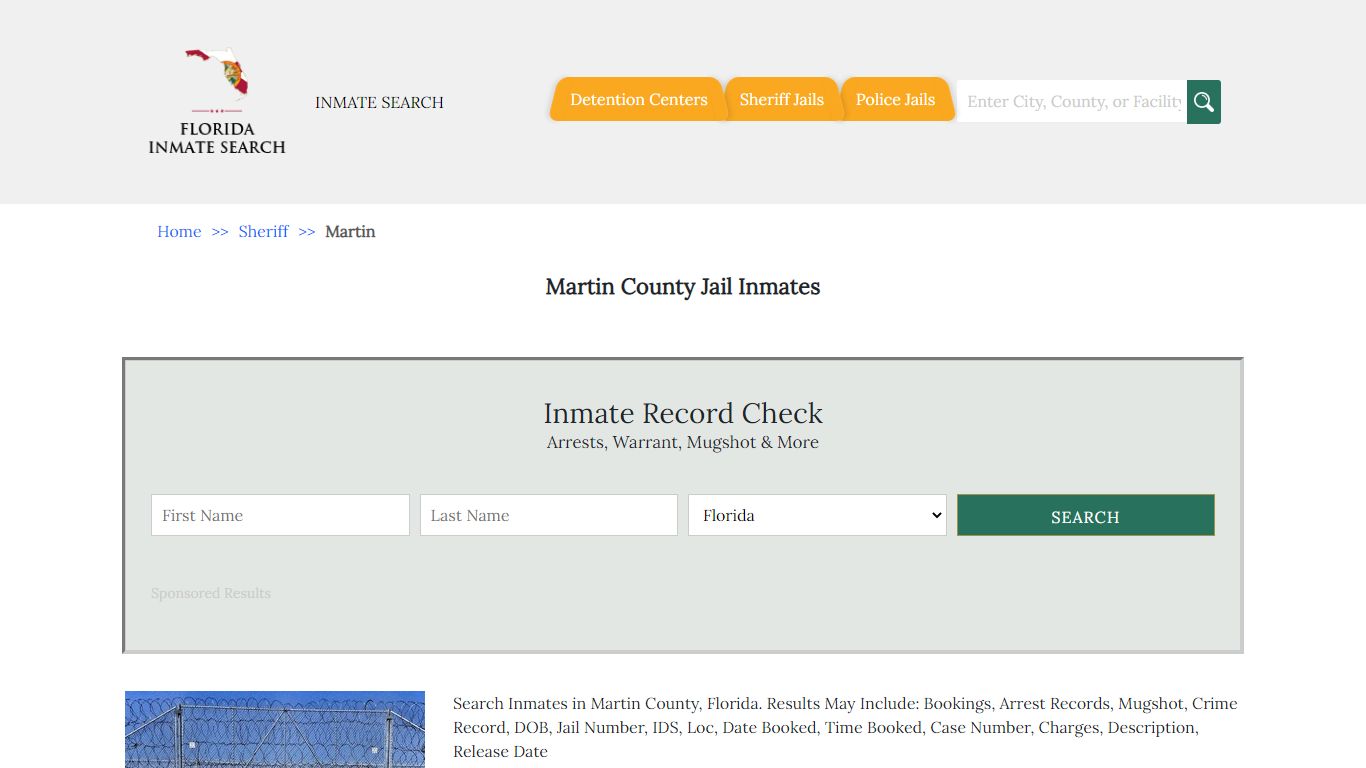Martin County Jail Inmates | Florida Inmate Search