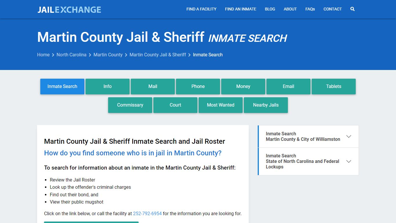Inmate Search: Roster & Mugshots - Martin County Jail & Sheriff, NC