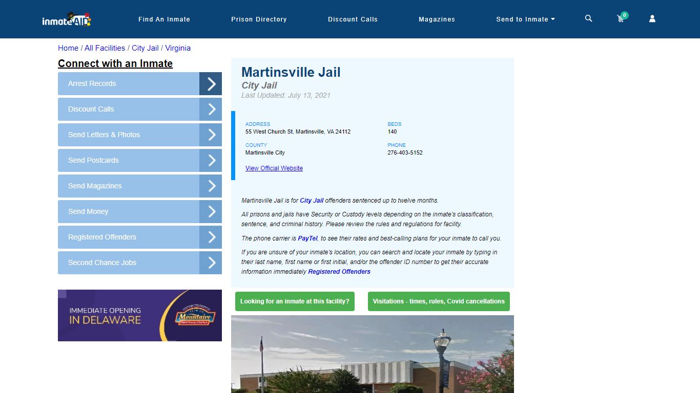 Martinsville Jail | Inmate Locator