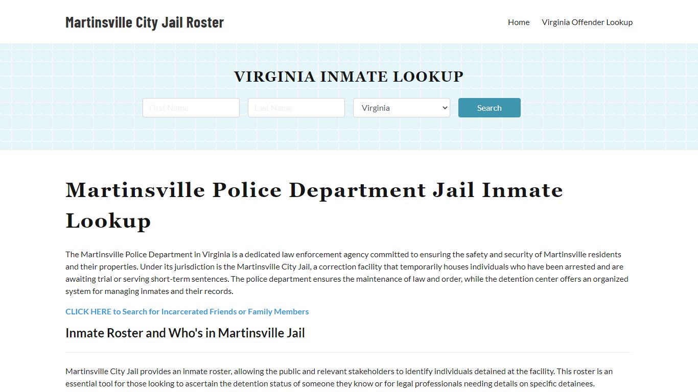 Martinsville Police Department & City Jail, VA Inmate Roster, Arrests ...