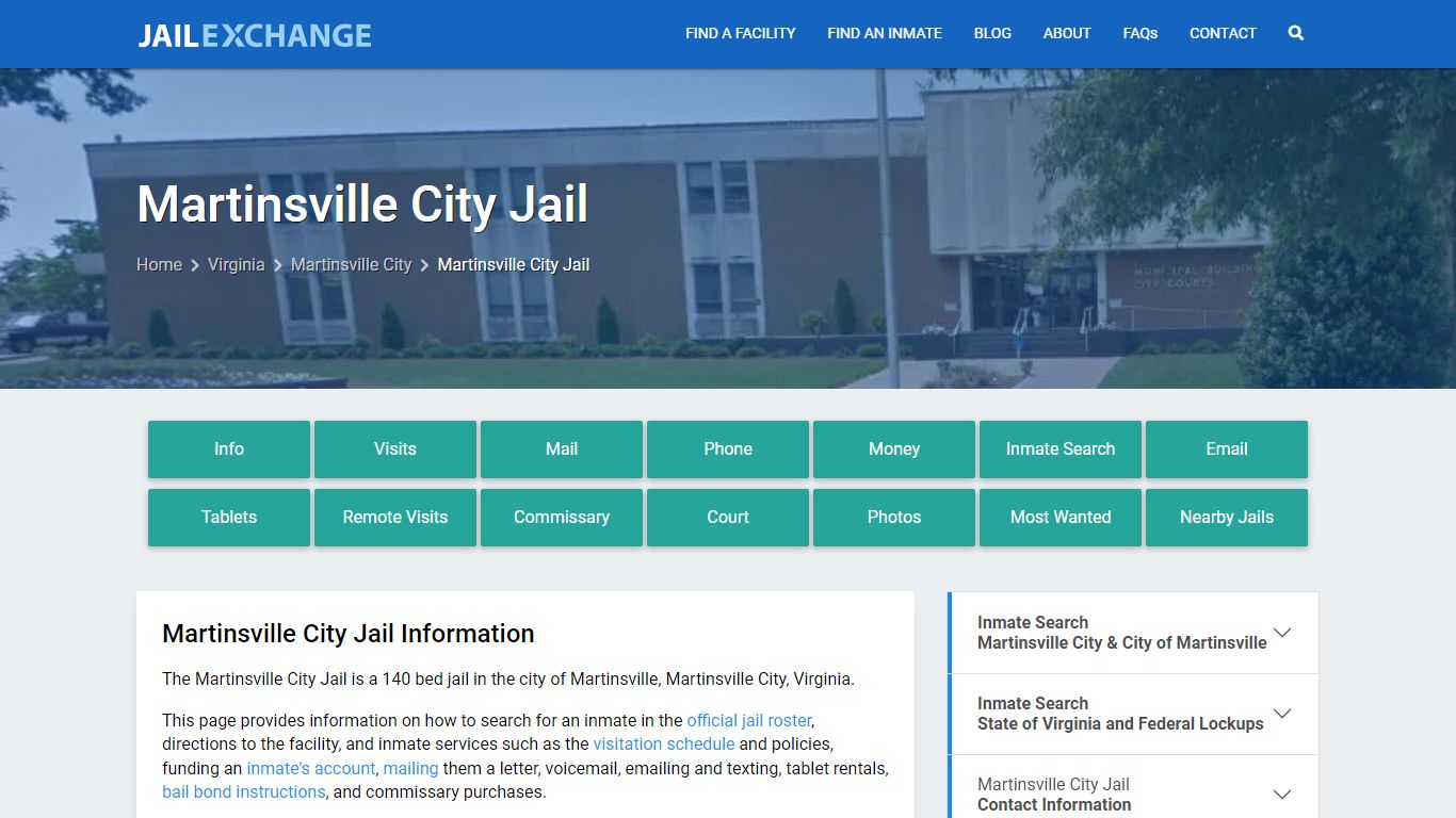 Martinsville City Jail, VA Inmate Search, Information