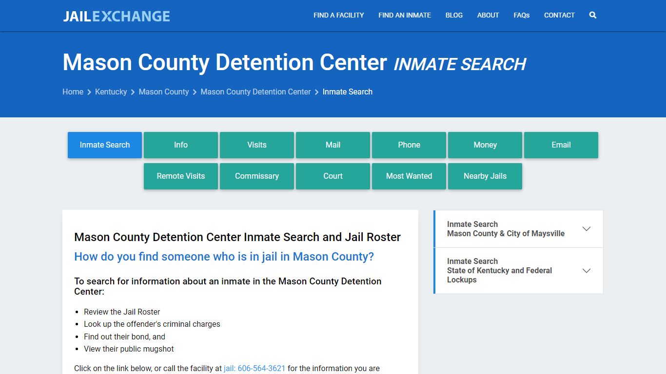 Mason County Detention Center Inmate Search - Jail Exchange