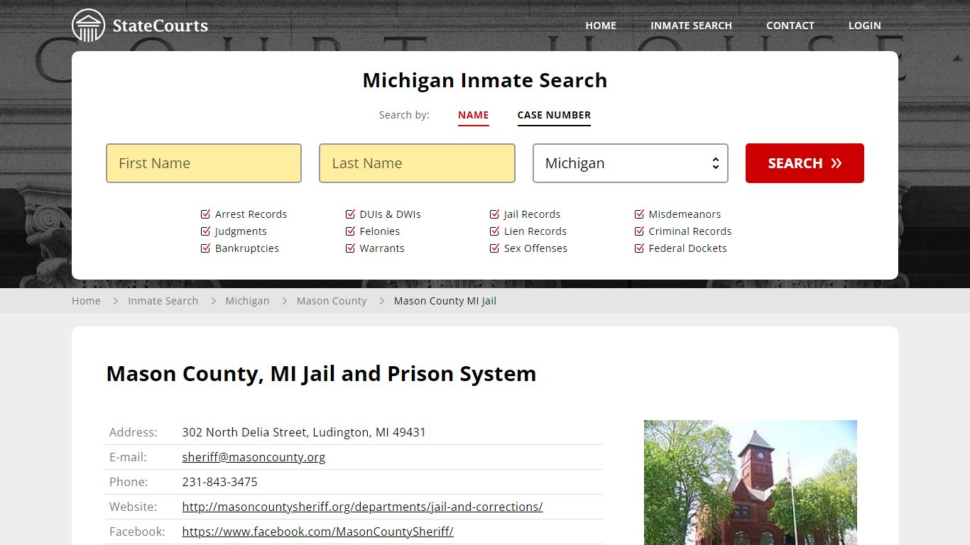 Mason County MI Jail Inmate Records Search, Michigan - StateCourts