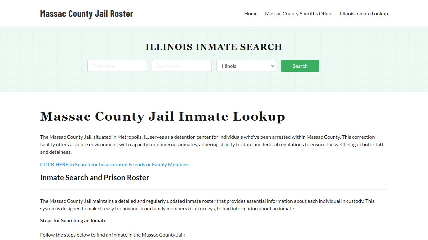 Massac County Jail Roster Lookup, IL, Inmate Search