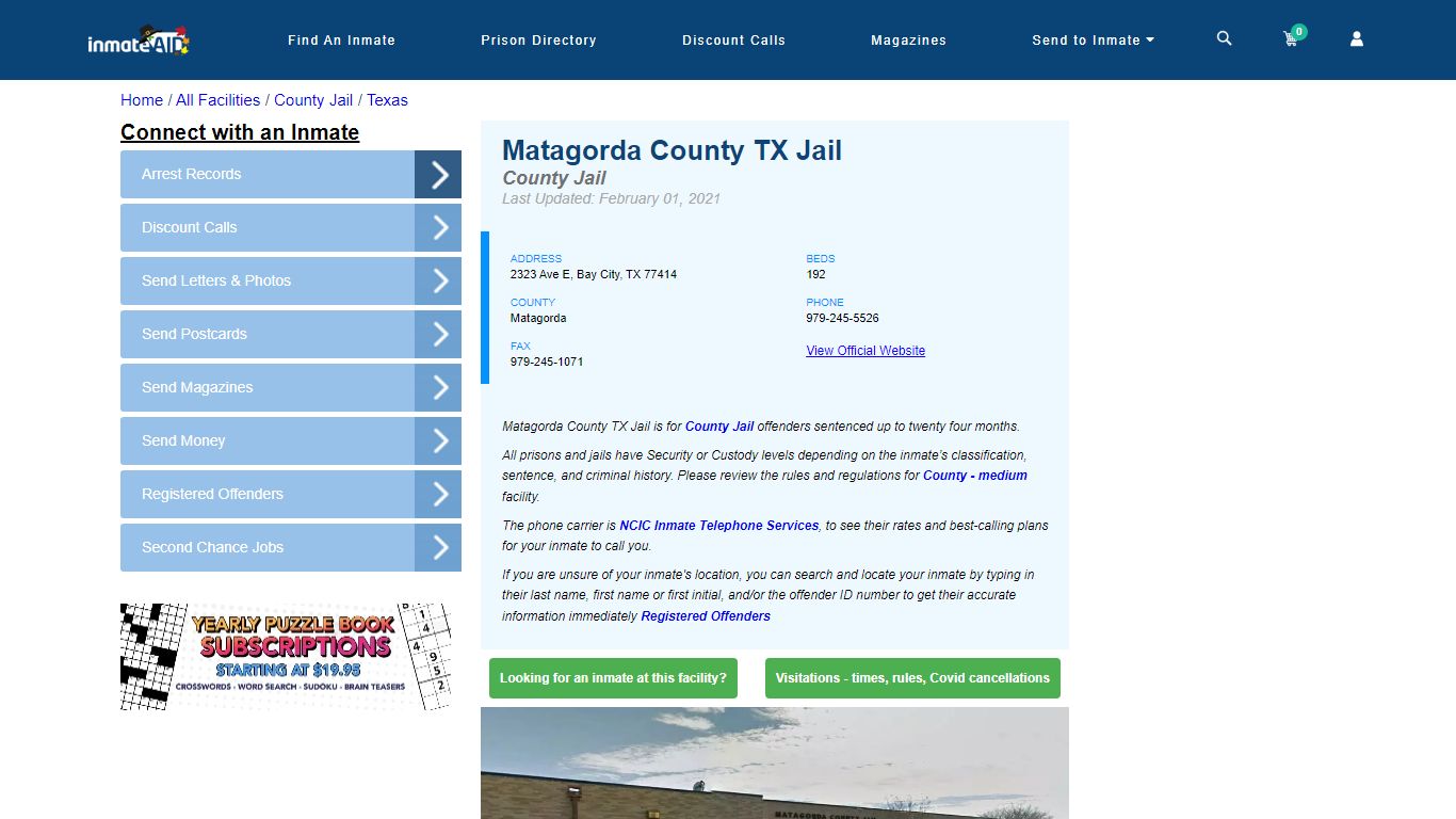 Matagorda County TX Jail - Inmate Locator - Bay City, TX