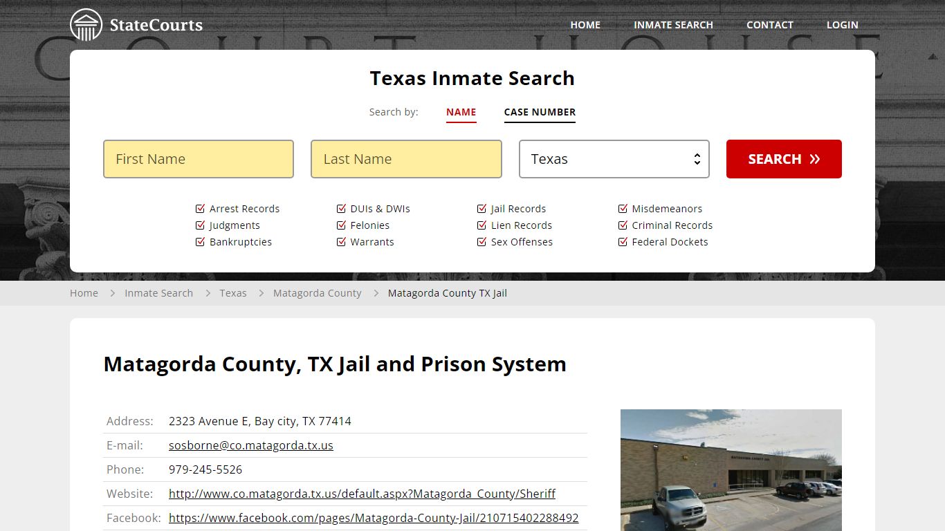 Matagorda County TX Jail Inmate Records Search, Texas - StateCourts