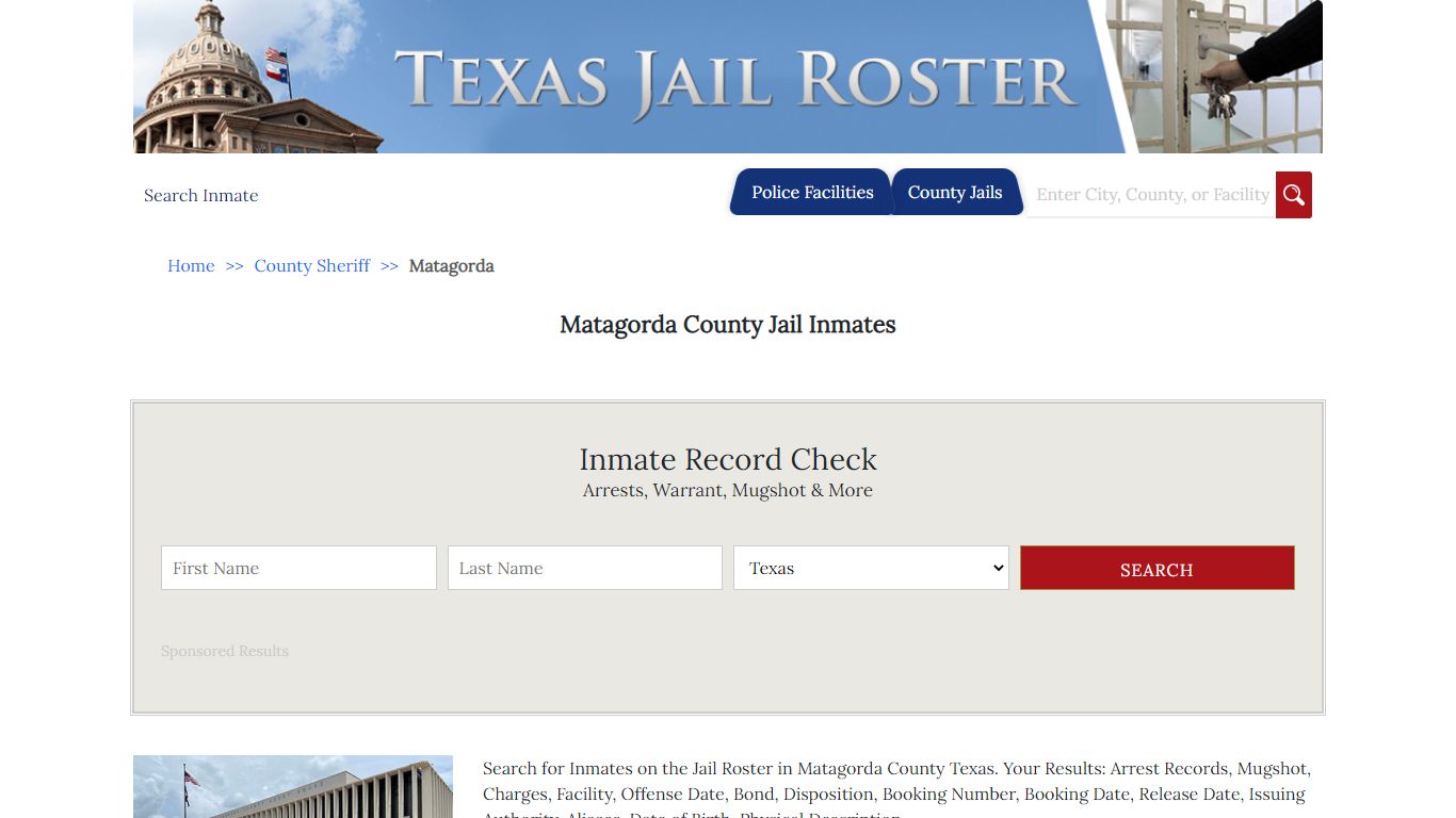Matagorda County Jail Inmates | Jail Roster Search