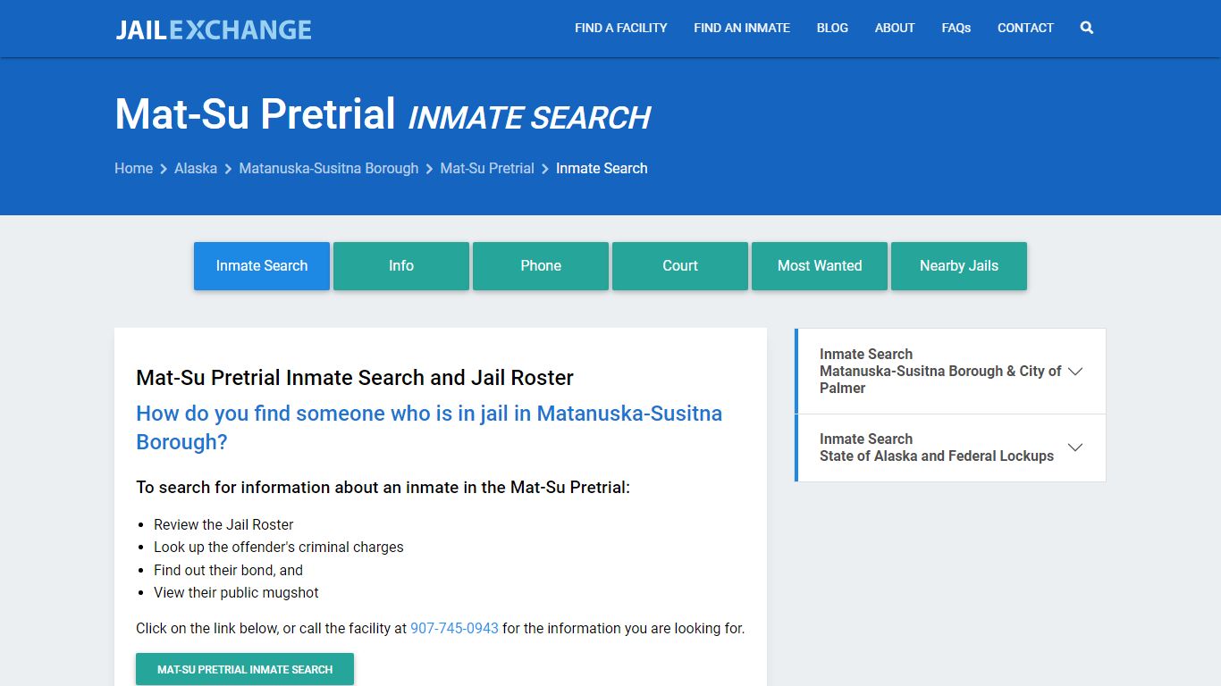 Inmate Search: Roster & Mugshots - Mat-Su Pretrial, AK - Jail Exchange