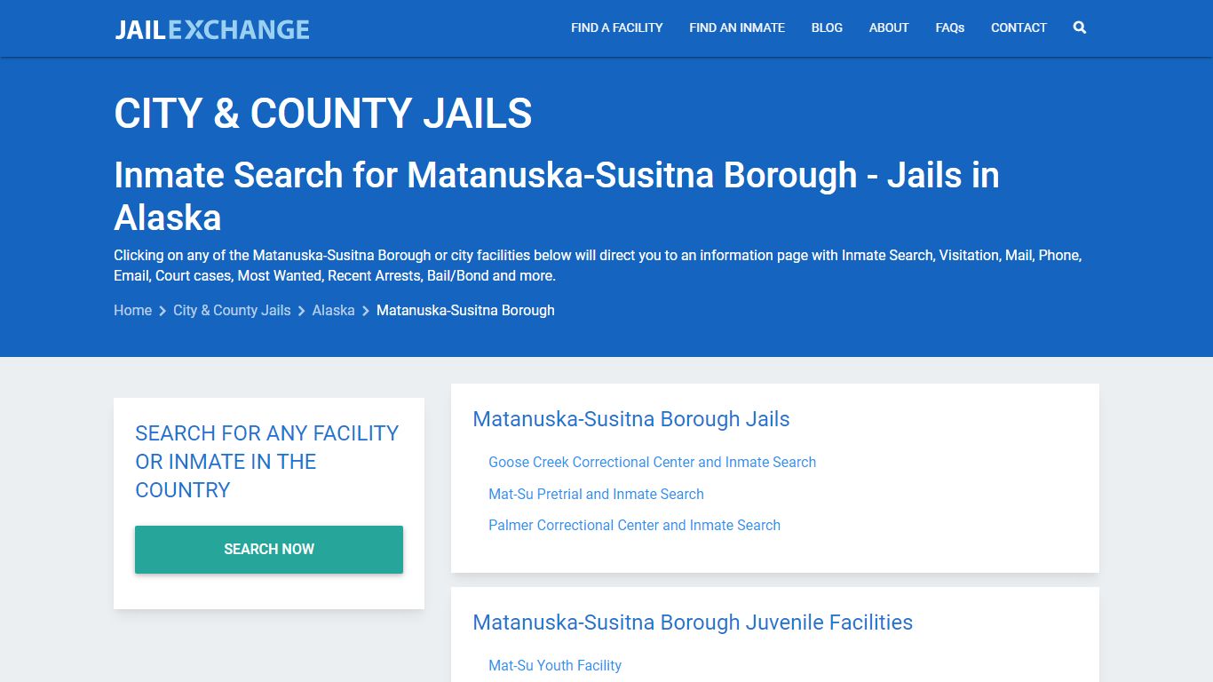 Inmate Search for Matanuska-Susitna Borough - Jails in Alaska