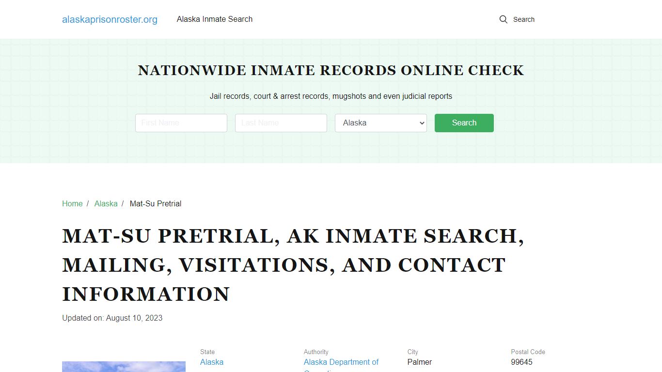 Mat-Su Pretrial, AK: Inmate Search, Visitations, and Contacts
