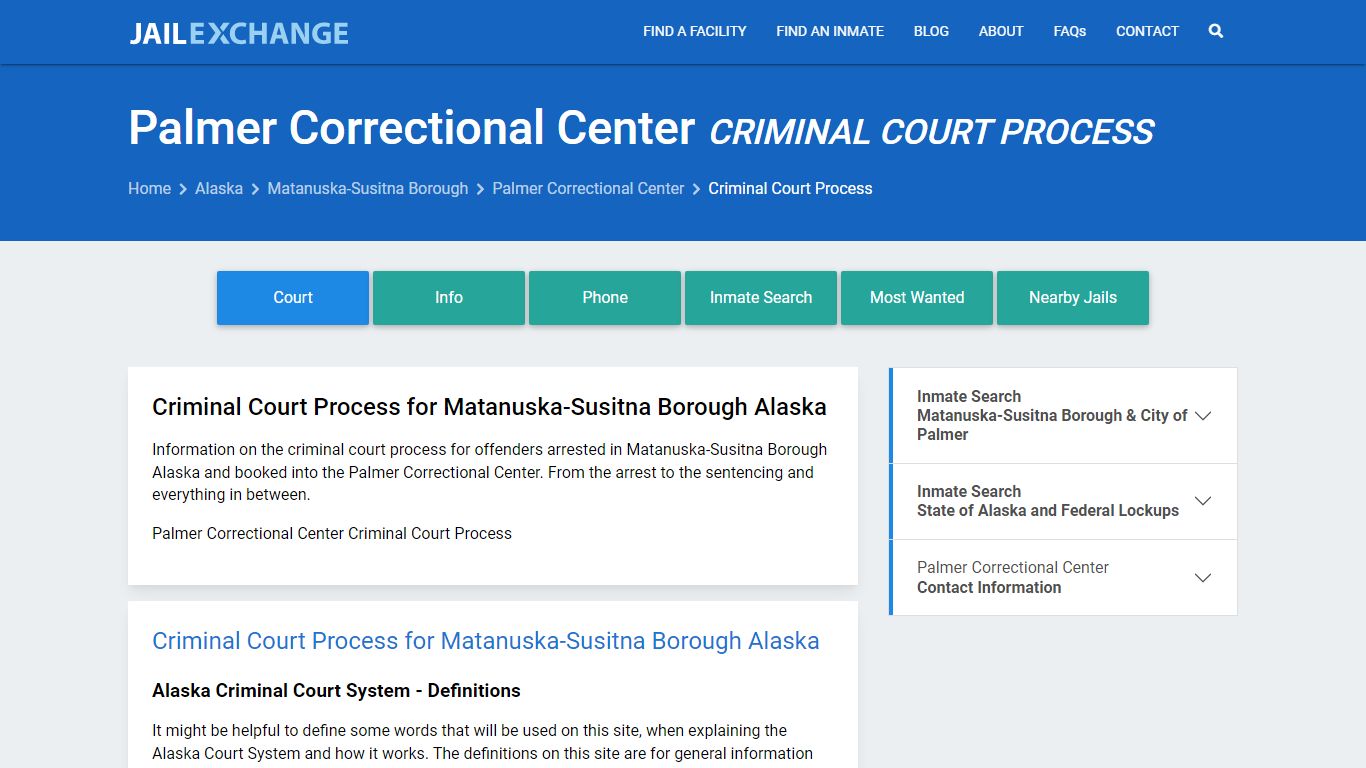 Palmer Correctional Center Criminal Court Process - Jail Exchange