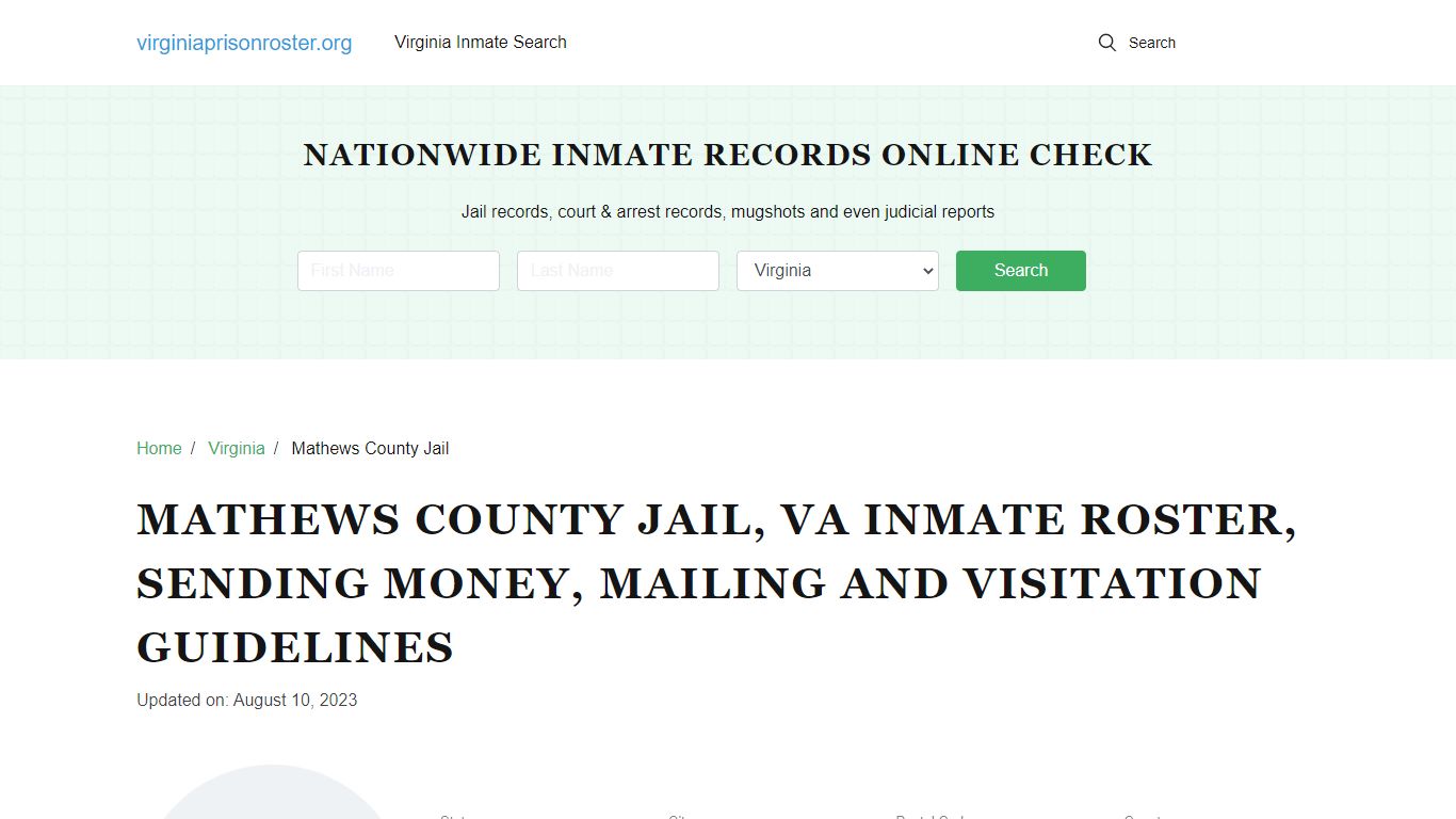 Mathews County Jail, VA: Offender Search, Visitation & Contact Info