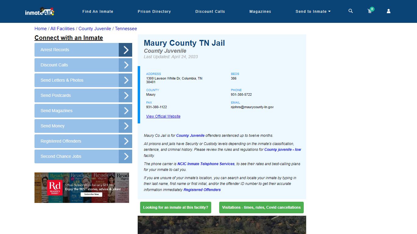 Maury County TN Jail & Inmate Search - Columbia, TN