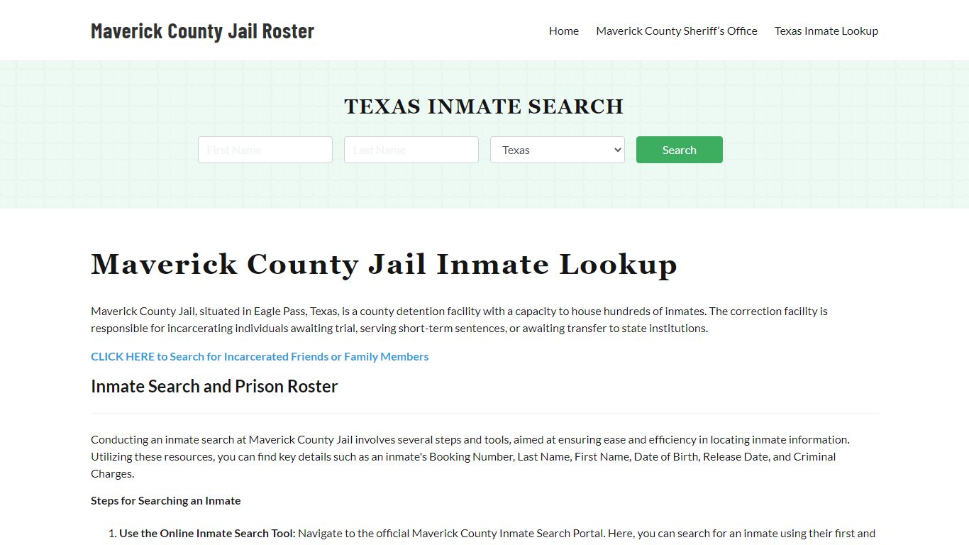 Maverick County Jail Roster Lookup, TX, Inmate Search