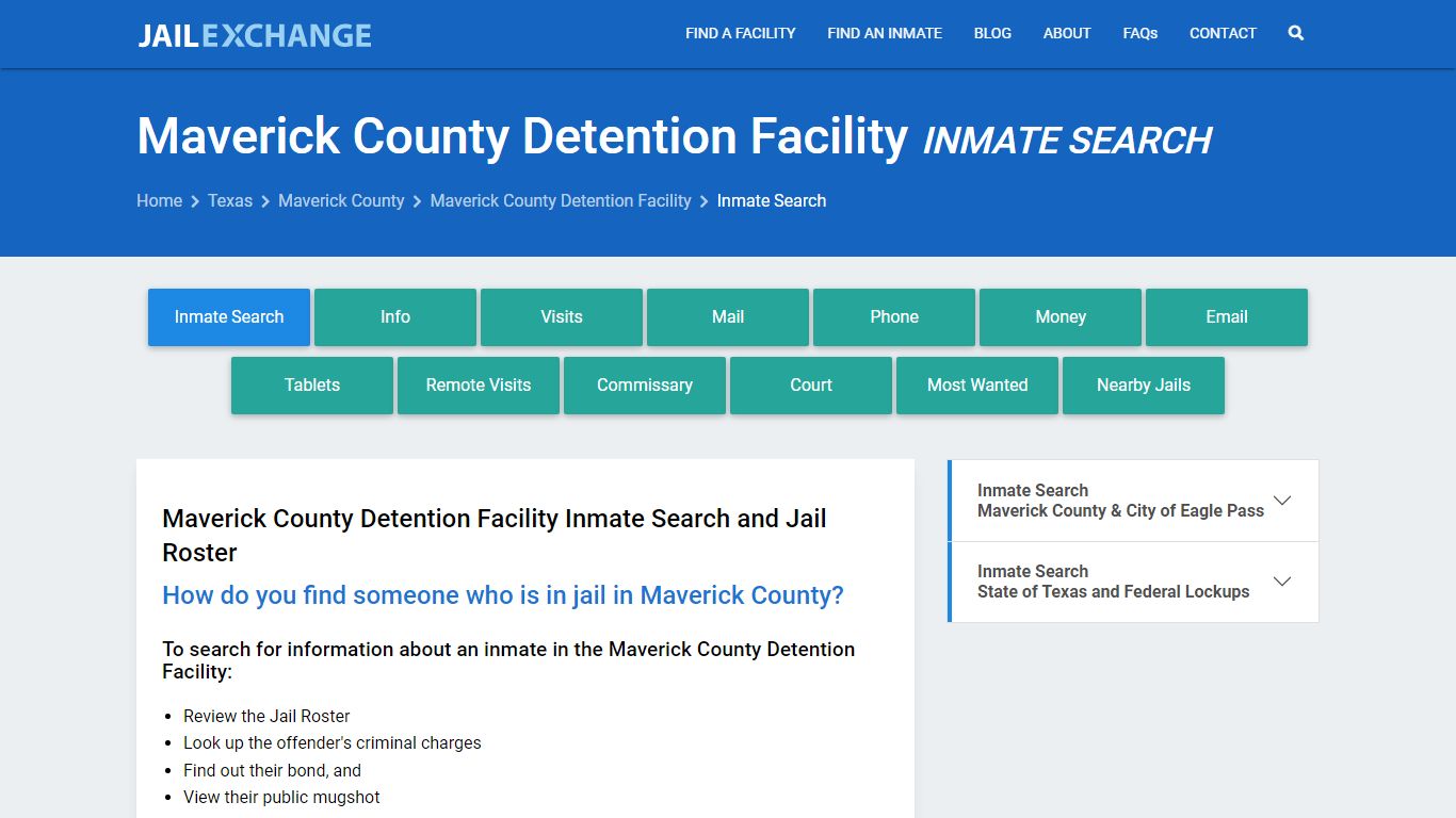Maverick County Detention Facility Inmate Search - Jail Exchange