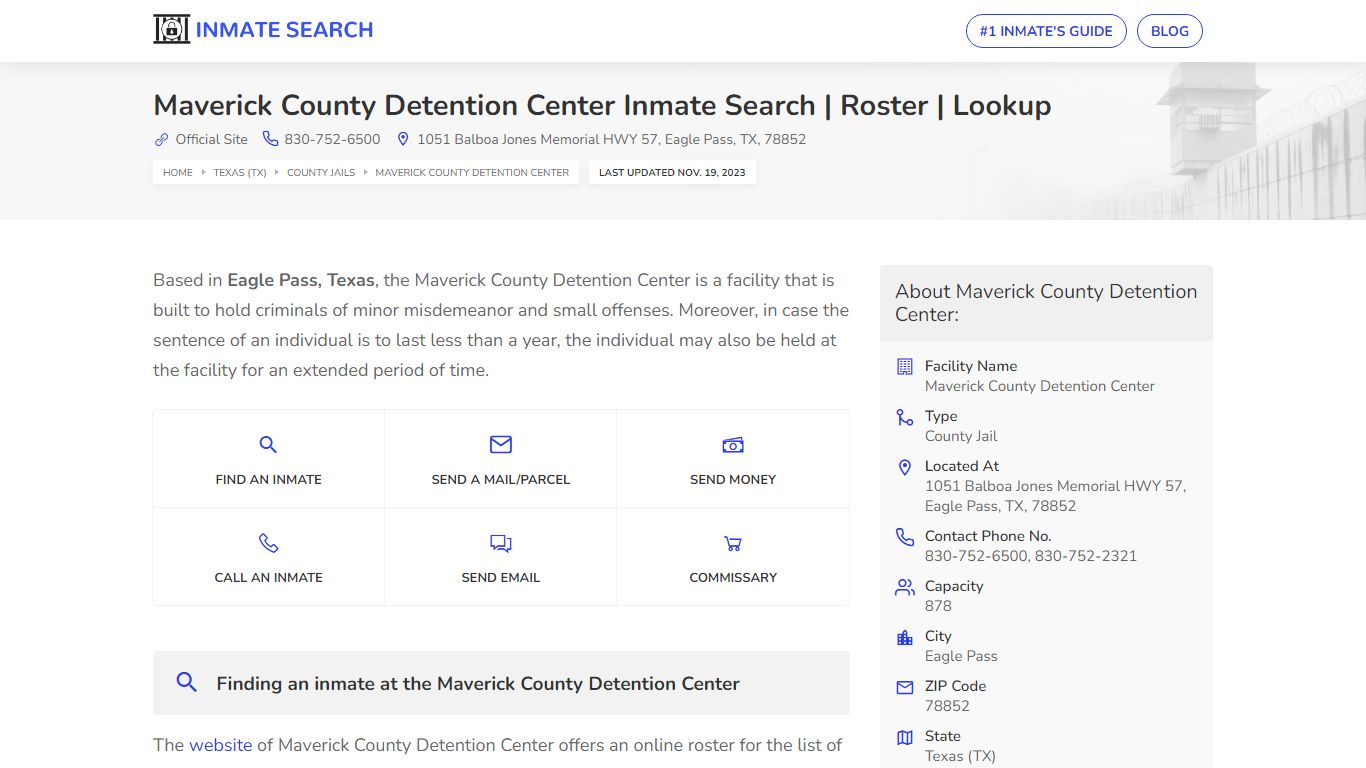 Maverick County Detention Center Inmate Search | Roster | Lookup