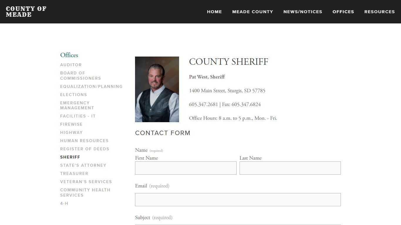 Sheriff — County of Meade