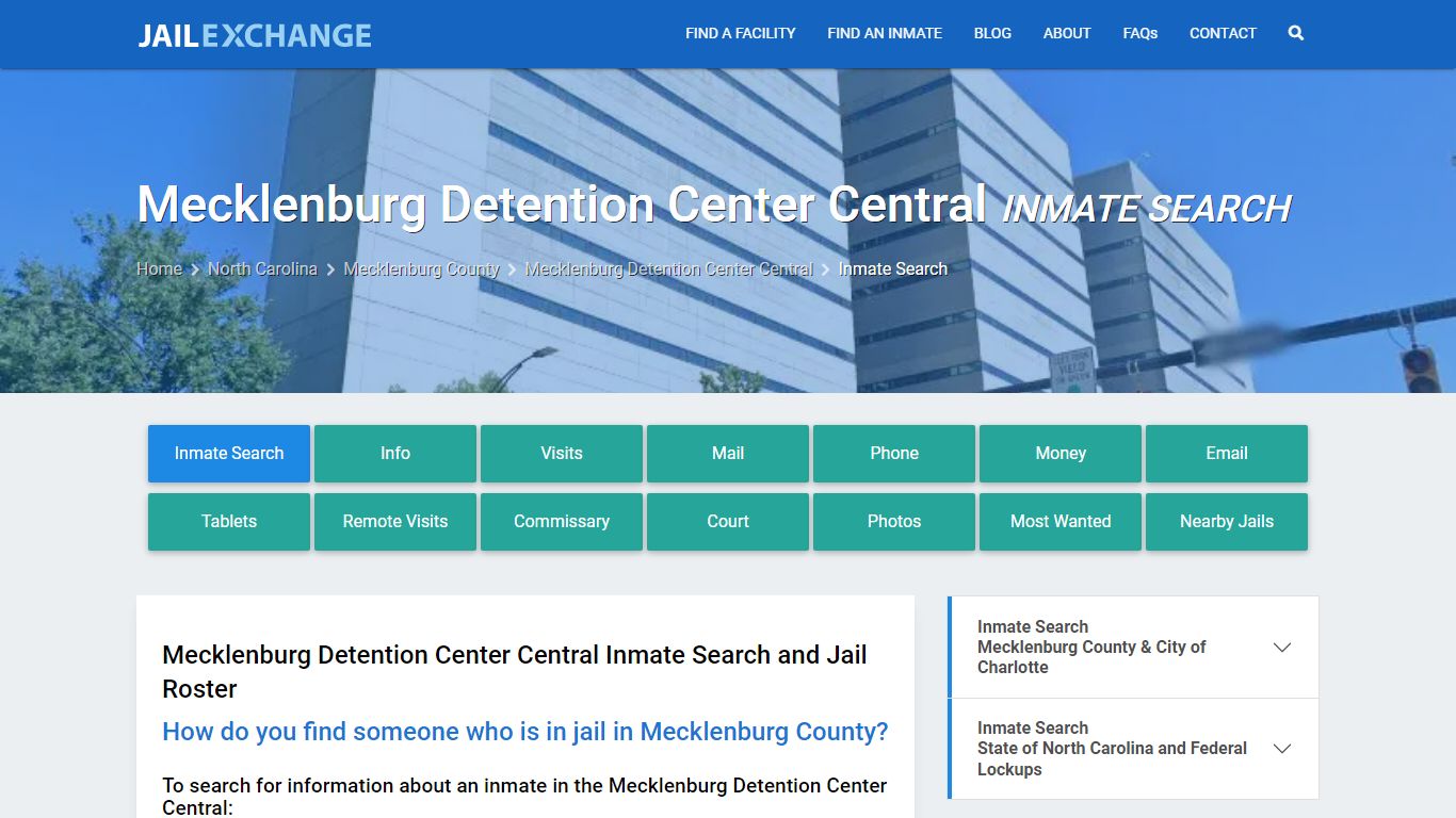 Mecklenburg Detention Center Central Inmate Search - Jail Exchange