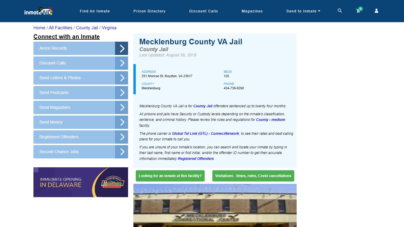 Mecklenburg County VA Jail - Inmate Locator - Boydton, VA