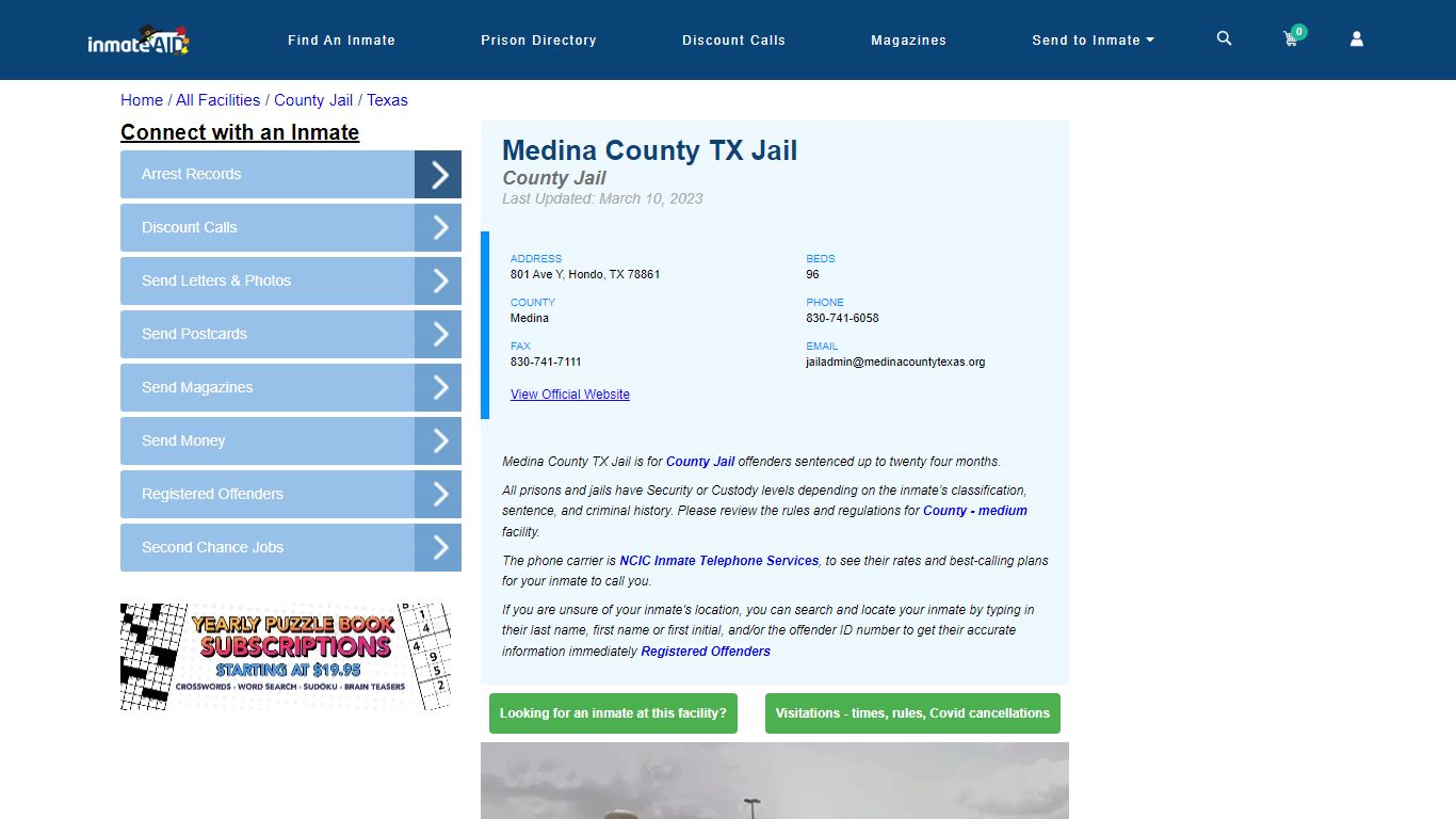Medina County TX Jail - Inmate Locator - Hondo, TX