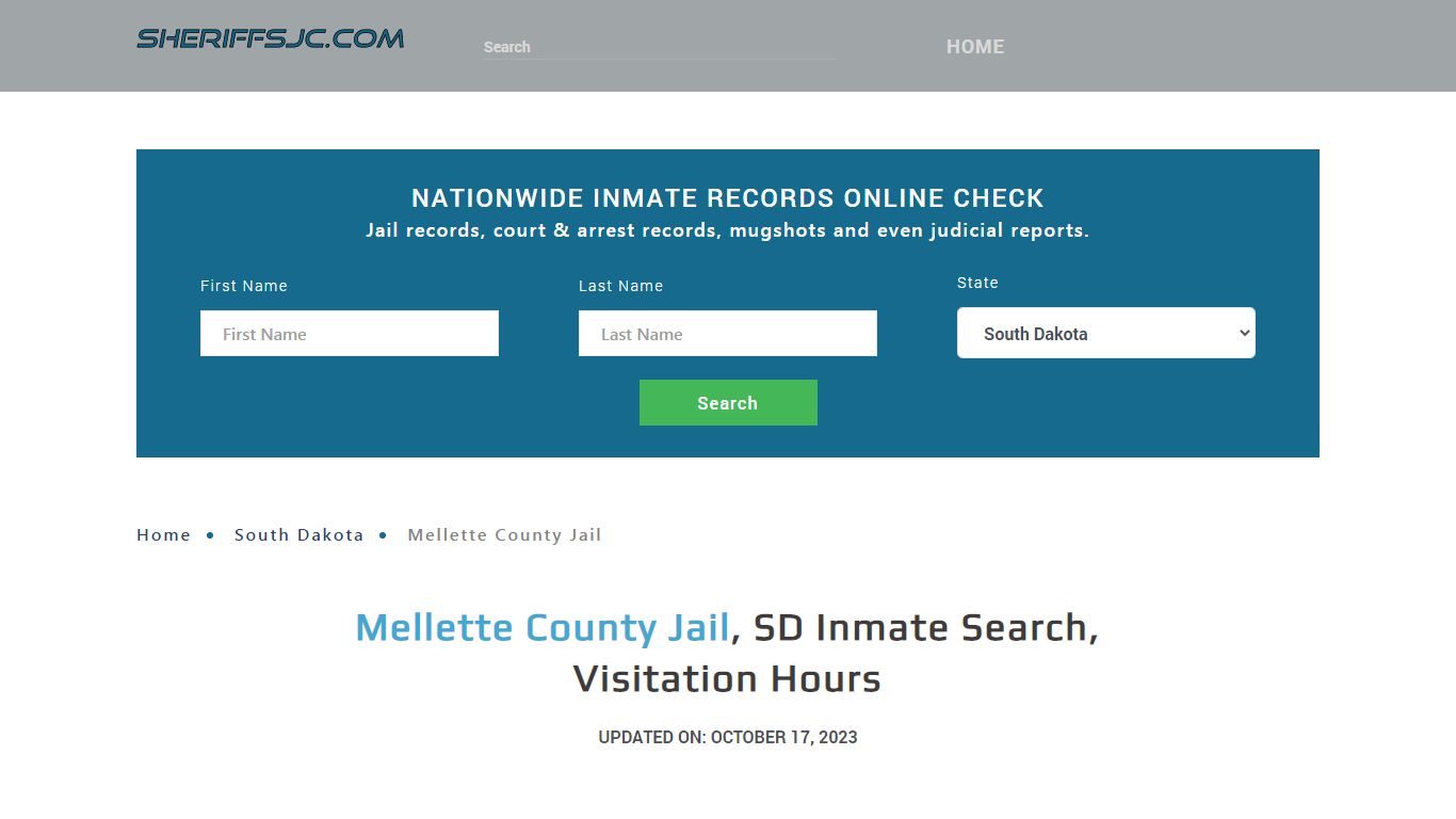 Mellette County Jail, SD Inmate Search, Visitation Hours