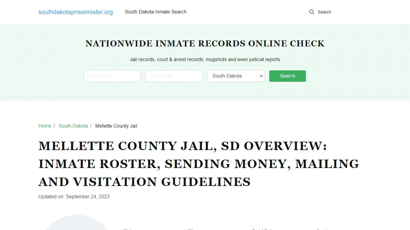 Mellette County Jail, SD: Offender Search, Visitation & Contact Info