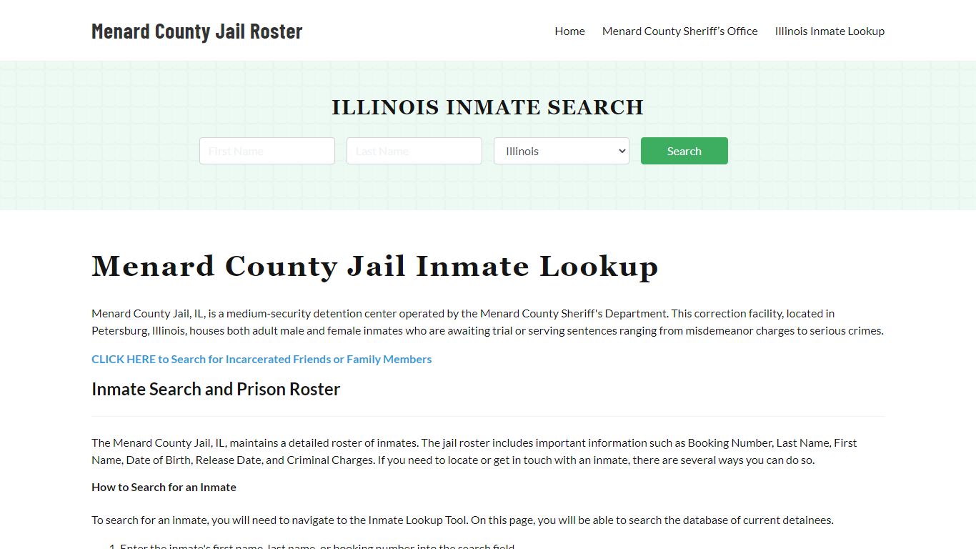 Menard County Jail Roster Lookup, IL, Inmate Search
