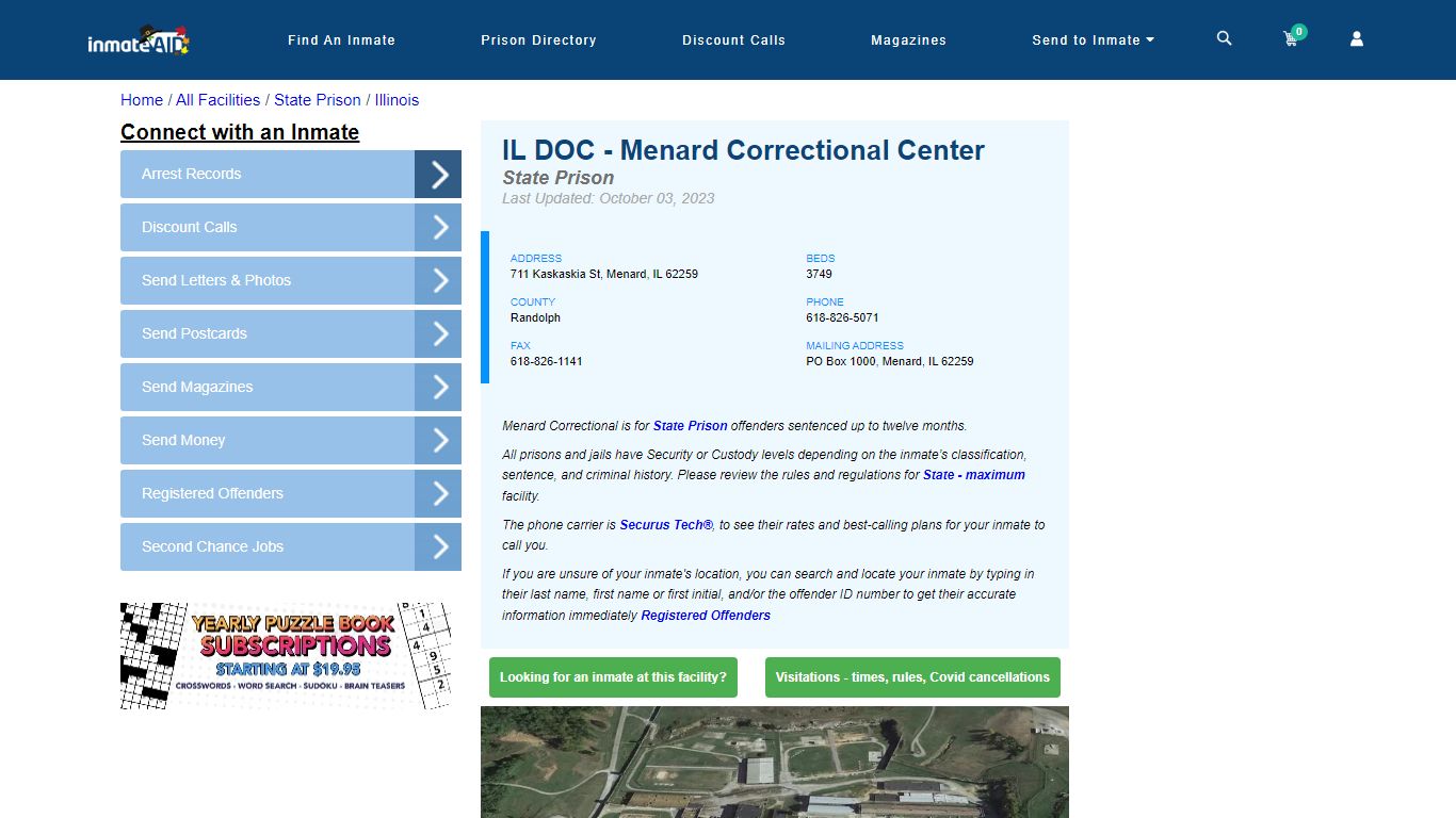 IL DOC - Menard Correctional Center & Inmate Search - Menard, IL