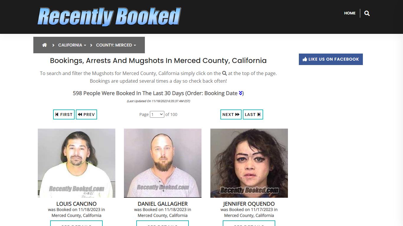 Bookings, Arrests and Mugshots in Merced County, California