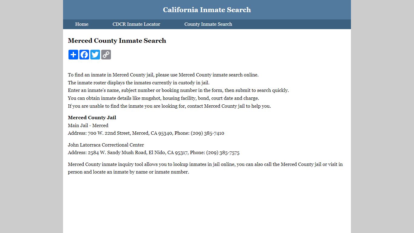Merced County Inmate Search