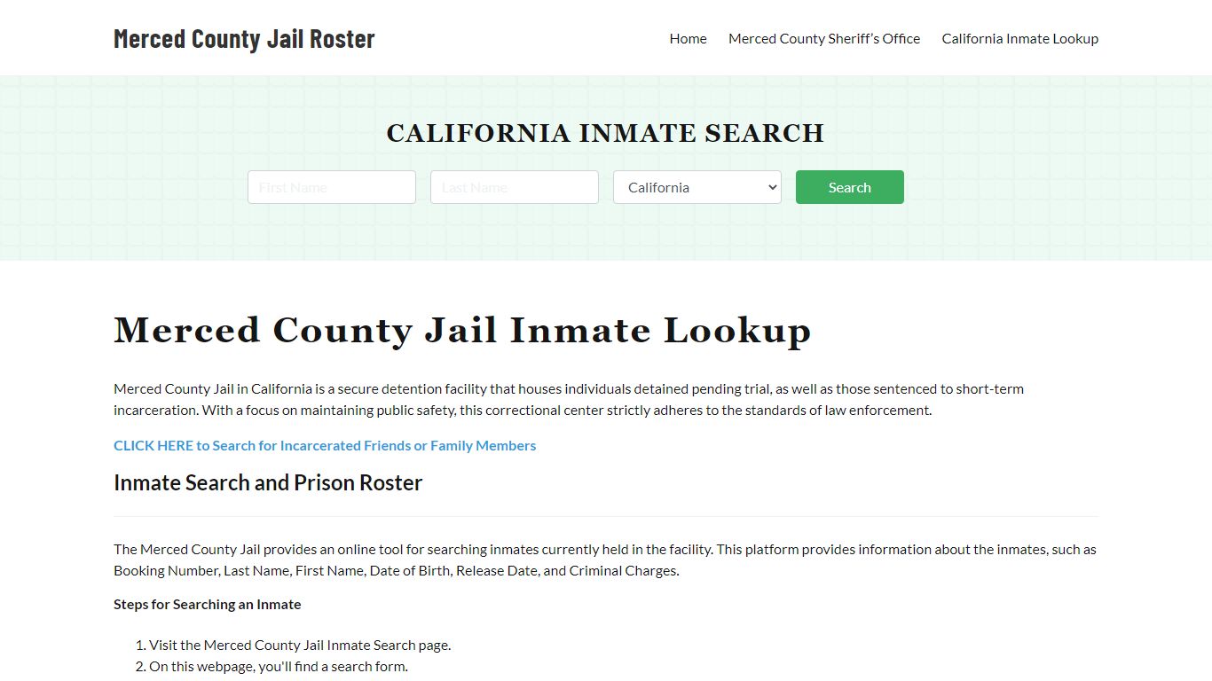 Merced County Jail Roster Lookup, CA, Inmate Search