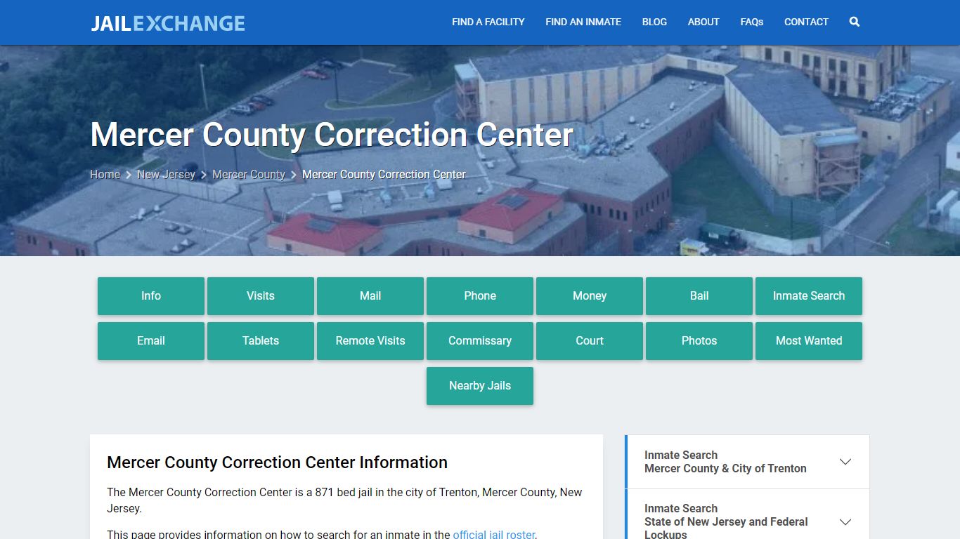 Mercer County Correction Center, NJ Inmate Search, Information