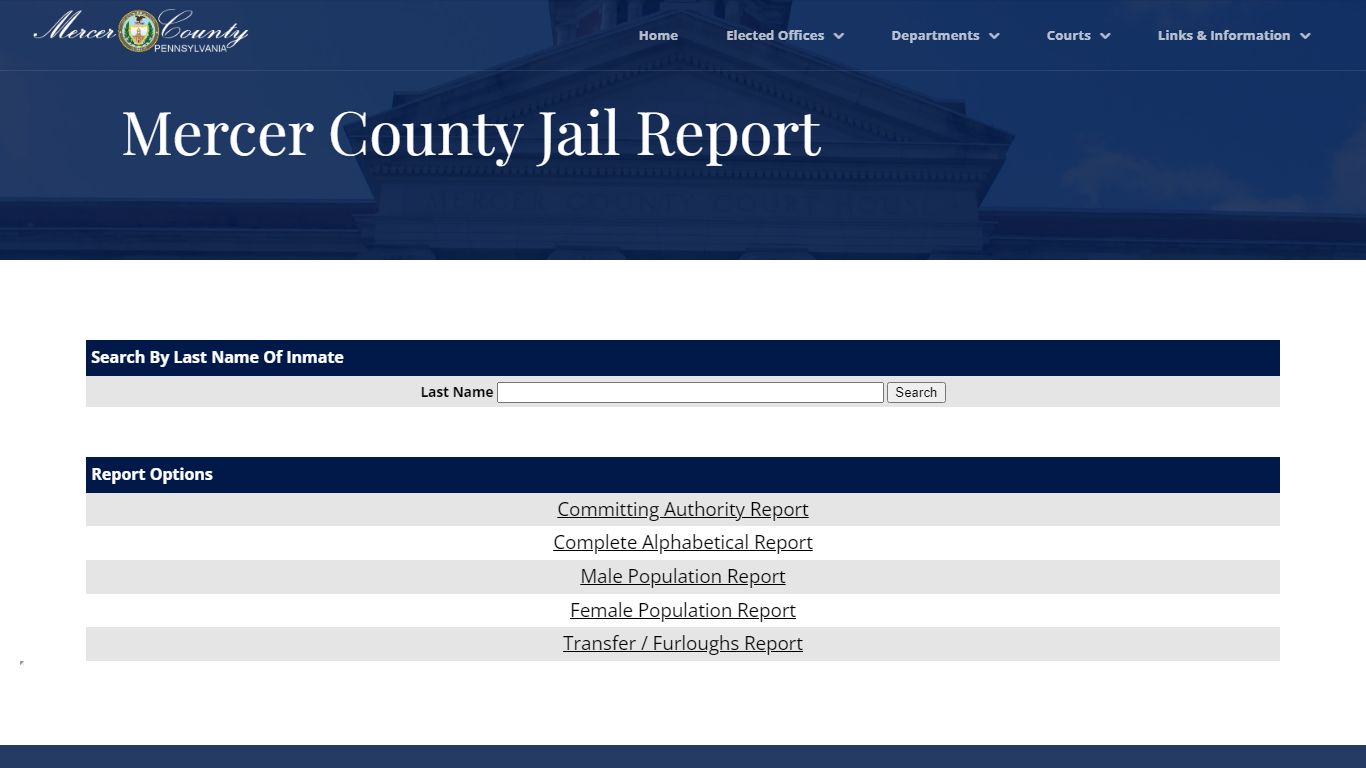 Mercer County Jail Population Report