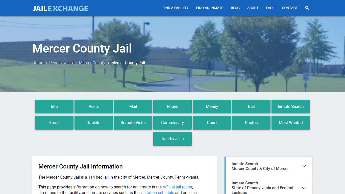 Mercer County Jail, PA Inmate Search, Information