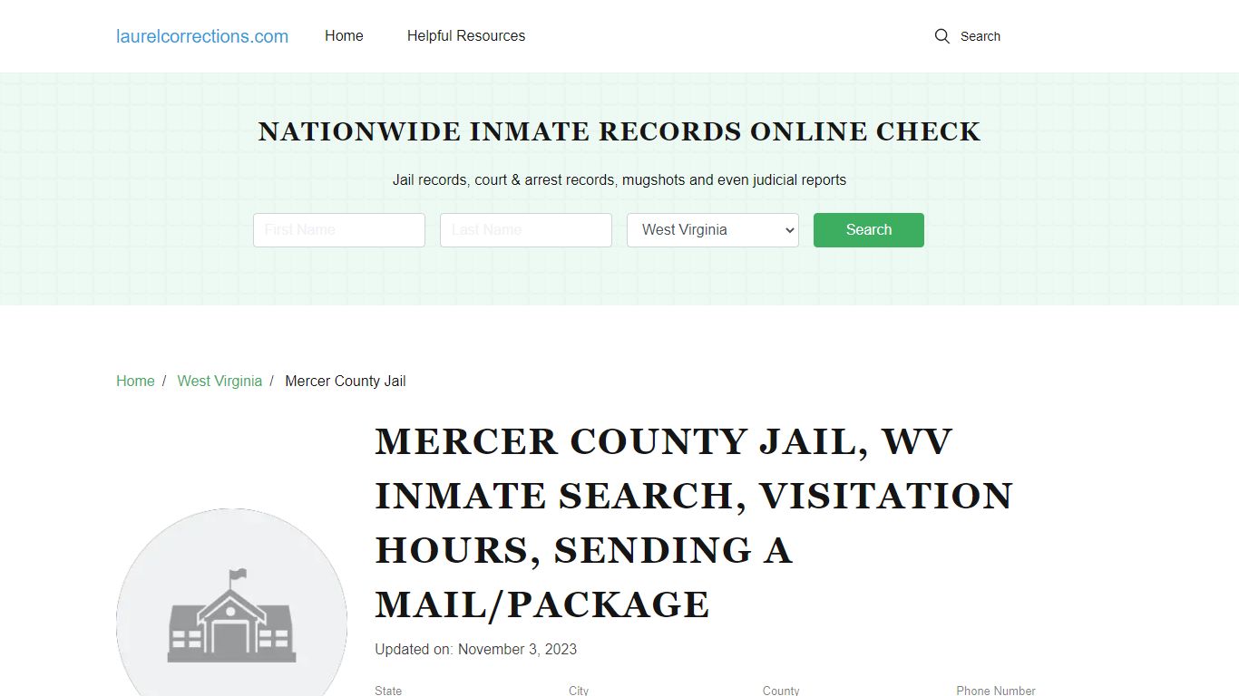 Mercer County Jail, WV Inmate Search, Visitation Hours