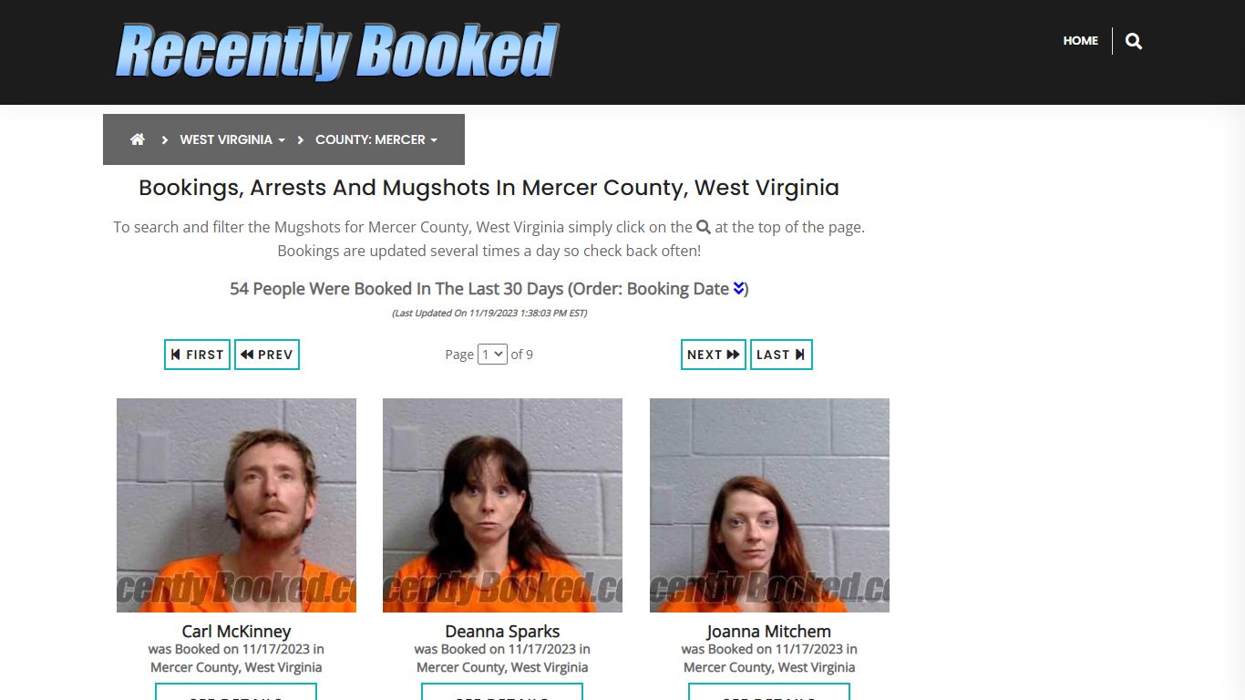 Bookings, Arrests and Mugshots in Mercer County, West Virginia