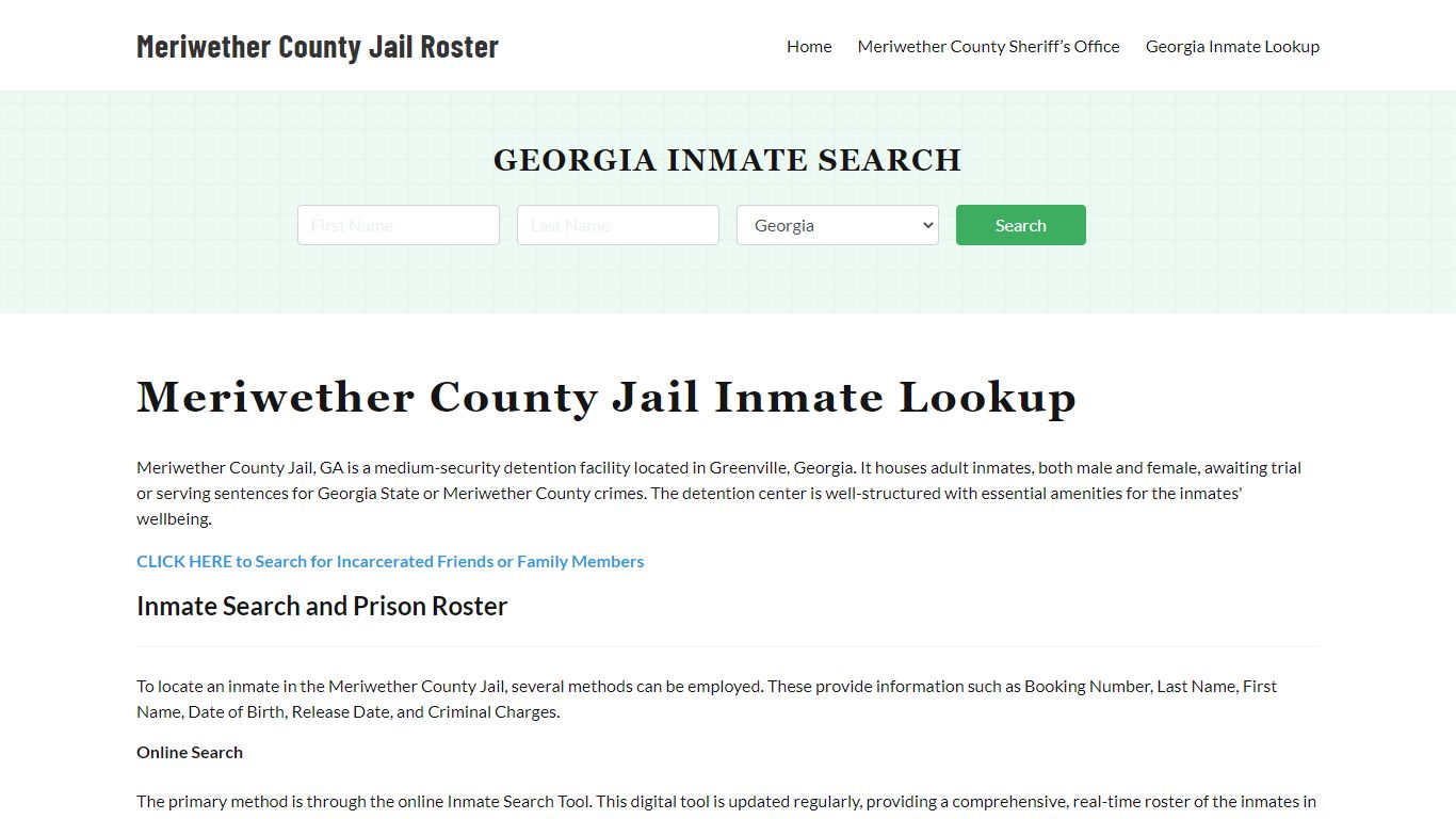 Meriwether County Jail Roster Lookup, GA, Inmate Search