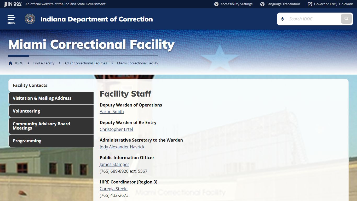 IDOC: Miami Correctional Facility - IN.gov