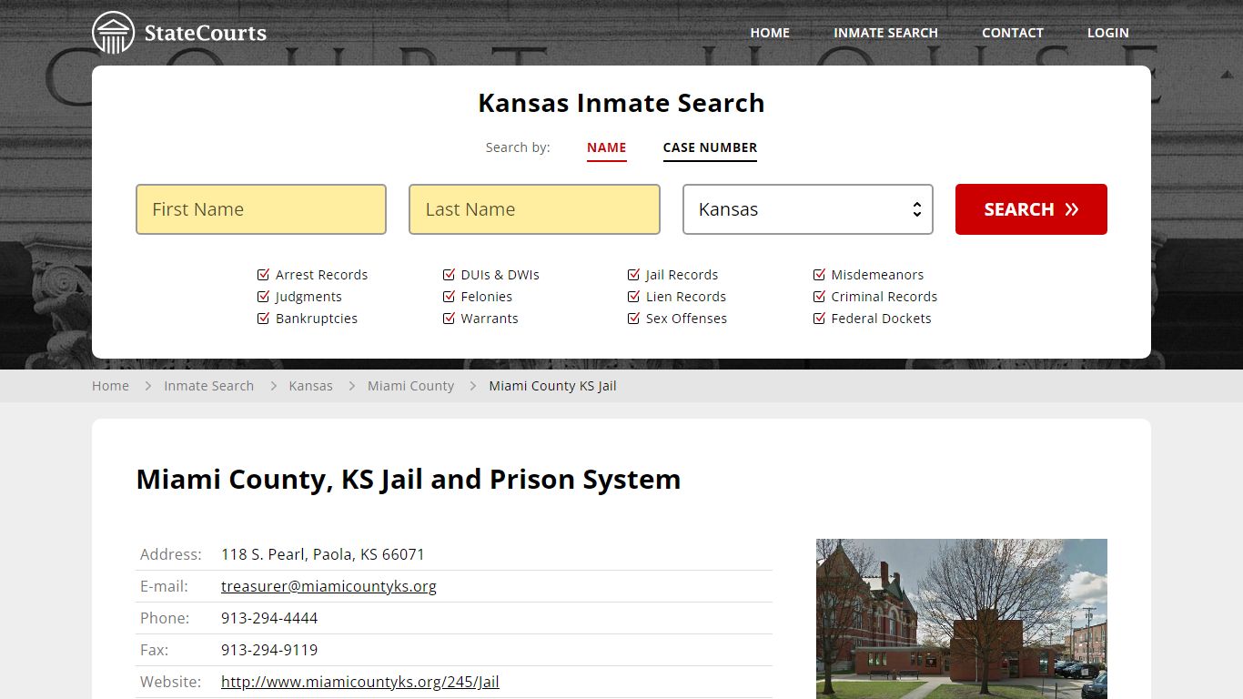 Miami County KS Jail Inmate Records Search, Kansas - StateCourts
