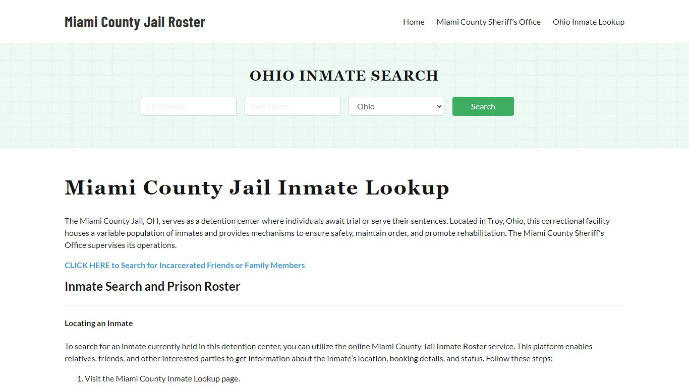 Miami County Jail Roster Lookup, OH, Inmate Search