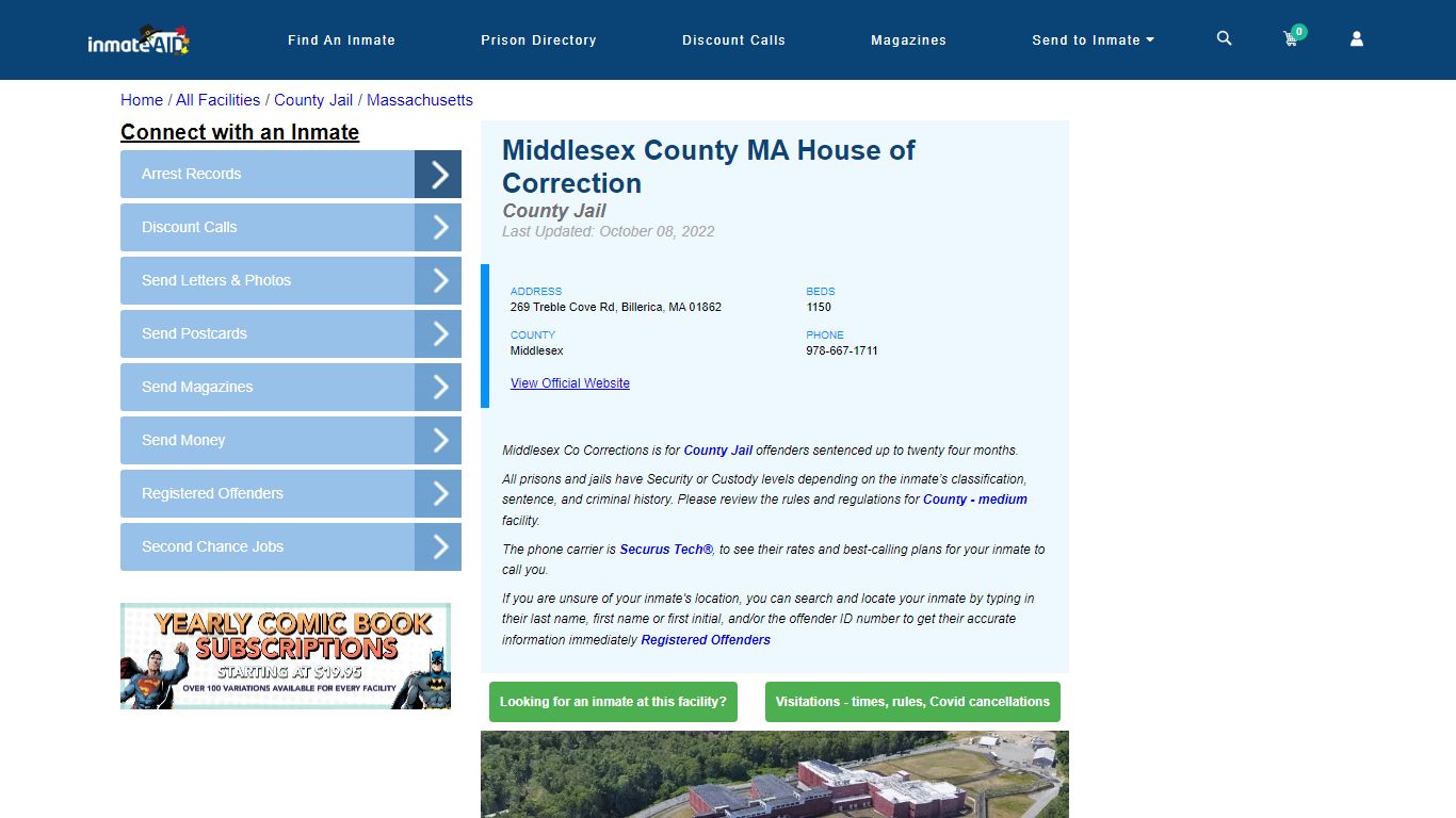 Middlesex County MA House of Correction - Inmate Locator - Billerica, MA