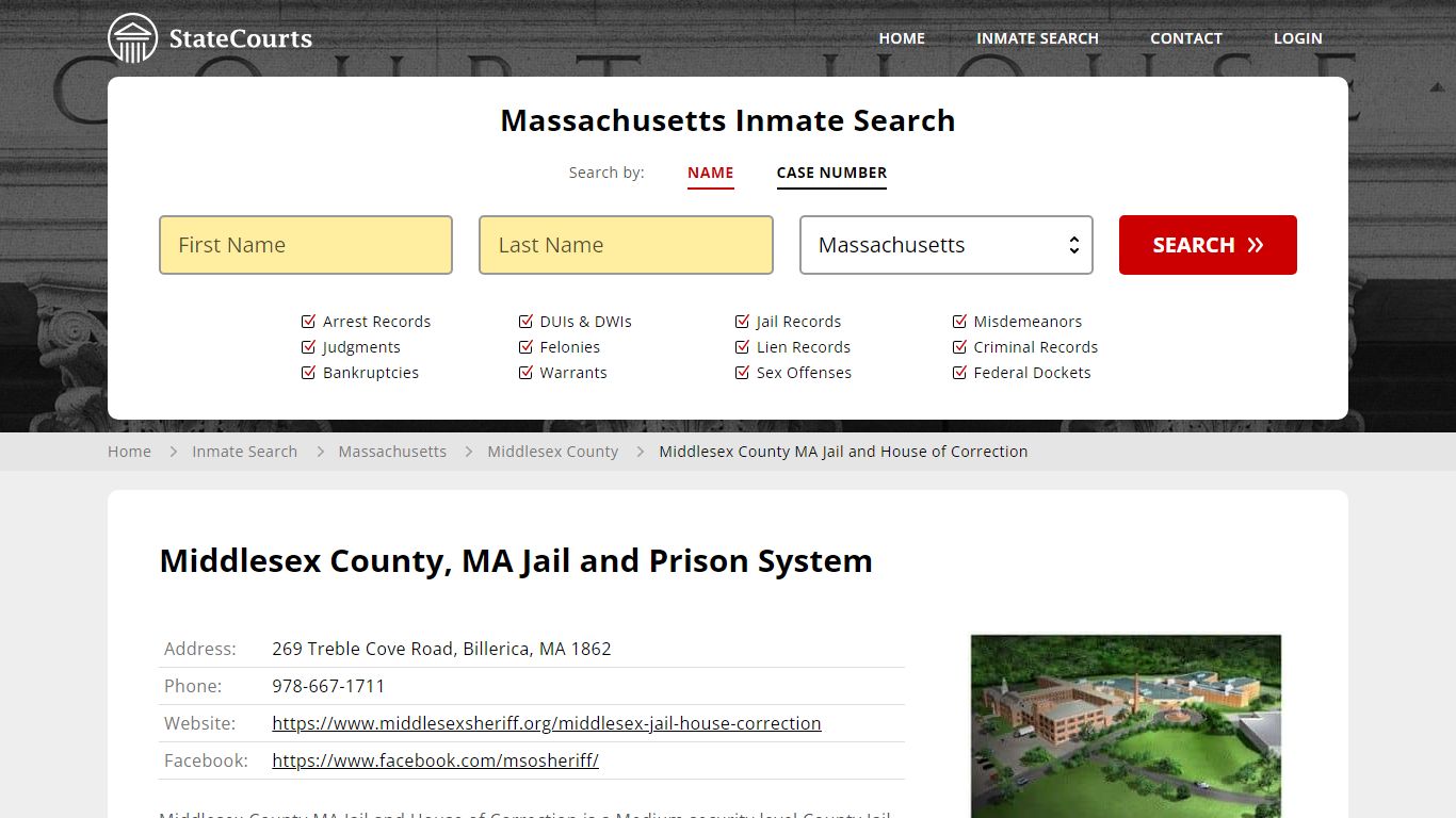 Middlesex County MA Jail and House of Correction Inmate Records Search ...