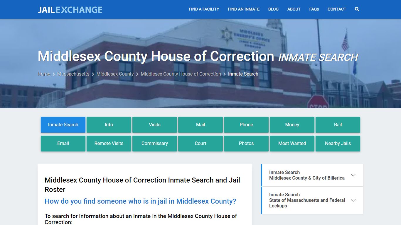 Middlesex County House of Correction Inmate Search - Jail Exchange