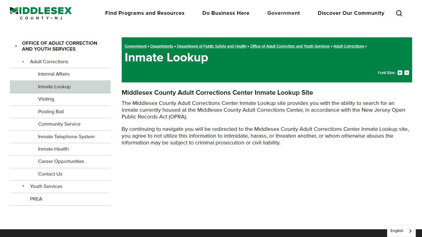 Inmate Lookup | Middlesex County NJ