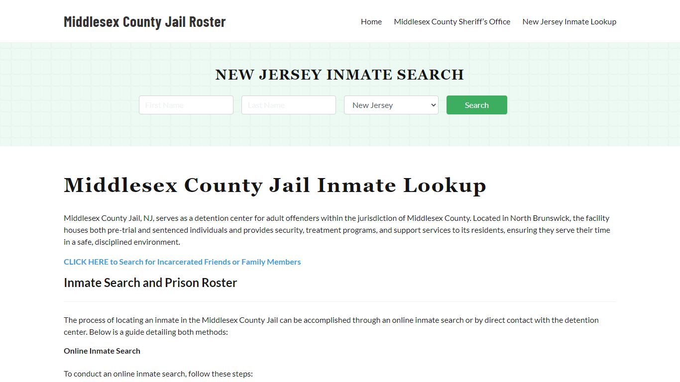 Middlesex County Jail Roster Lookup, NJ, Inmate Search