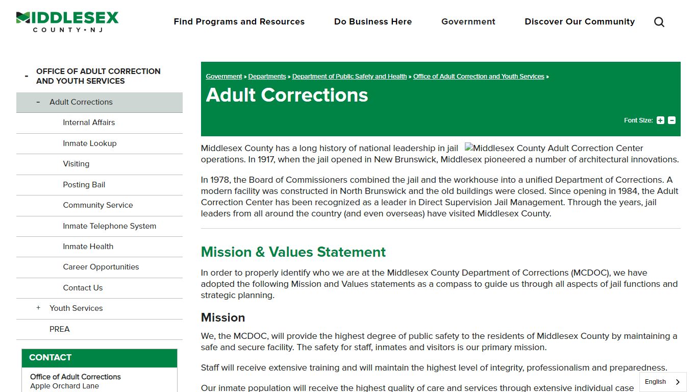 Adult Corrections | Middlesex County NJ