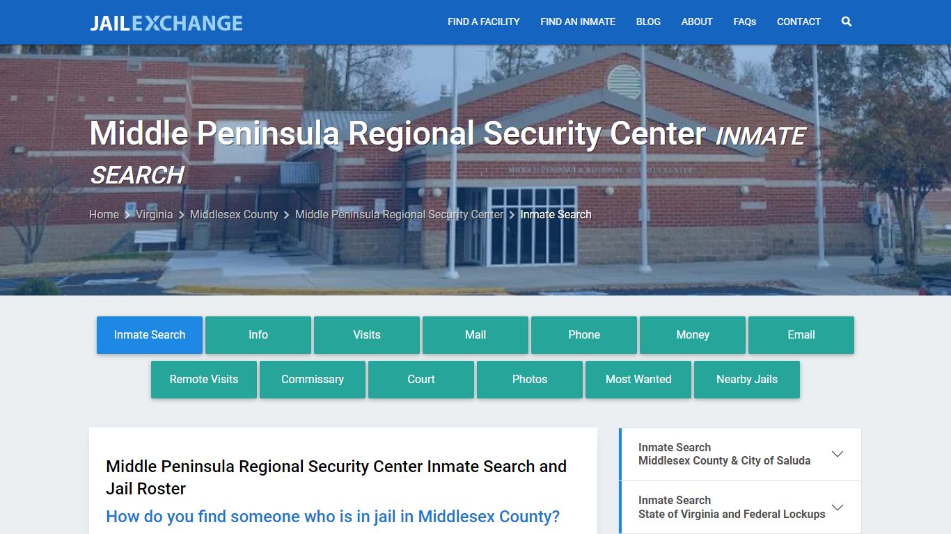 Middle Peninsula Regional Security Center Inmate Search - Jail Exchange
