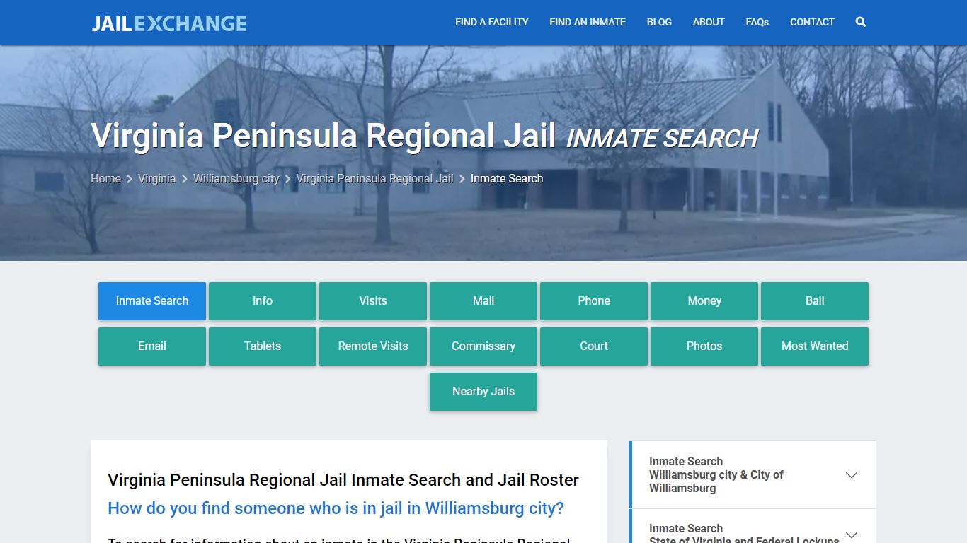 Virginia Peninsula Regional Jail Inmate Search - Jail Exchange